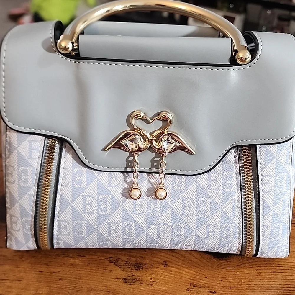 Blue Fashion Women Color block Shoulder Bag And Phone Pouch Shopping,Casusl FP
